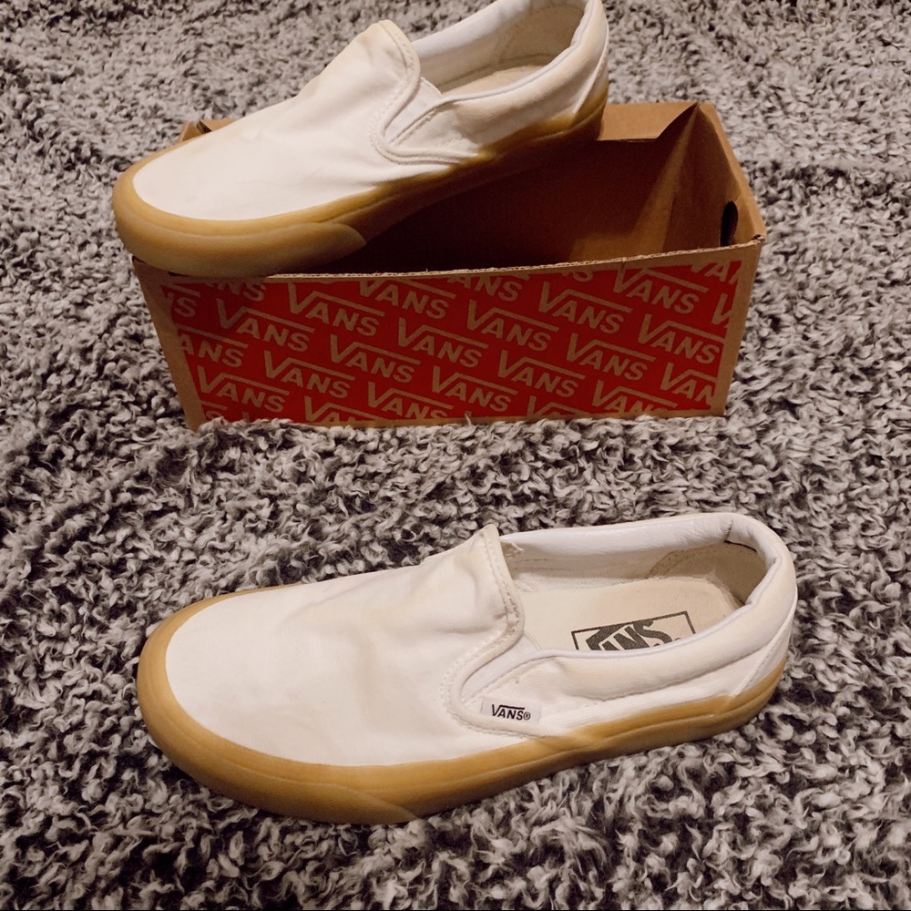 white slip on vans